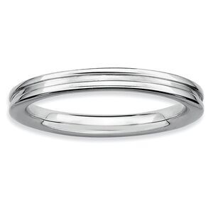 2.25mm Stackable Sterling Silver Grooved Band Size 7